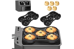 ‎FJNATINH FJNATINH Airfryer Zubehör Doughnuts Baking Mould,Ninja Air Fryer Accessories,Compatible with Ninja AF400EU, AF451EU, SL400EU and AF500DE,Reusable，2 Stück Schwarz
