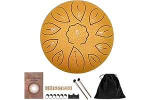 SHUAIGUO 6in Metal Tongue Drum Mini 11-Tone Hand Pan Drums with Drumsticks Percussion Musical Instruments