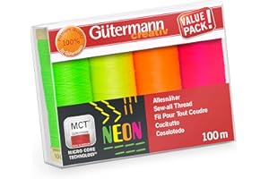 Gütermann - Gütermann Assortito Colori Neon (100m) Cucire-Tutto Filo Impostato 1-4 Pezzi
