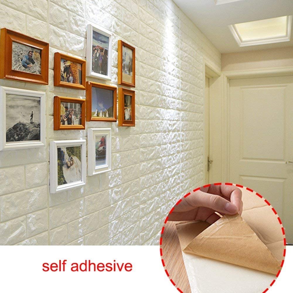 Shkax 3d Carta Da Parati Mattoni Bianco Staccabile Impermeabile Muro Di Mattoni Adesivi Pannelli 60 Cm X 60 Cm Decorazione Murale Stickers Murali Per