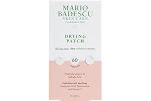Mario Badescu Drying Patch Blemish Covering, Invisible Spot Treatment, Absorbing All Day Polymer Adhesion with Vitamin C, Vegan & Cruelty Free, Strong Hold (60 Patches, 12mm), Clear