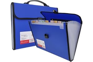XINGXINRONG Trieur extensible avec étiquettes, dossier accordéon 13 poches organiseur de documents, dossier accordéon pour lettres, documents A4(bleu)