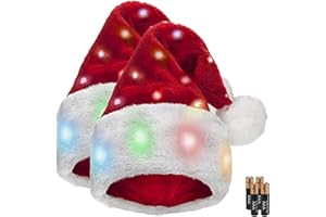 Winks Novelty Plush Santa Hat - Light Up, Funny Christmas Hats for Kids & Adults