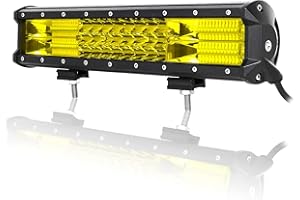 ‎SKYWORLD SKYWORLD led arbeitsscheinwerfer bar, Dreireihig 15 Zoll 38cm 216W Scheinwerfer Flut Combo Offroad Beleuchtung für 4x4 SUV ATV UTV Auto traktor Wasserdicht 12V 24V Gelb LED Zusatzscheinwerfer Bar