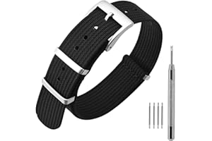 ANNEFIT Nylon Watch Strap 16mm 18mm 20mm 22mm, One-Piece Waterproof Military Watch Band with Heavy Buckle