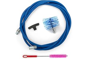 BARETTO Kit Pulizia Stufa a Pellet, Prolunga di 3 Metri per la Pulizia dei Tubi della Canna Fumaria con Curvatura a 90°, Scovolino multiuso, Manico e 1 Scovolo Standard in Nylon da 80 mm (3 M)