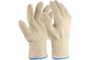 JZK Paire Robuste Grand Gants Anti Chaleur Four Avec Doigts, Résistant à Chaleur Coton Tricoté Épais Pour Friteuse à Air, Barbecue, Jardinage Pour Hommes, Cuisine