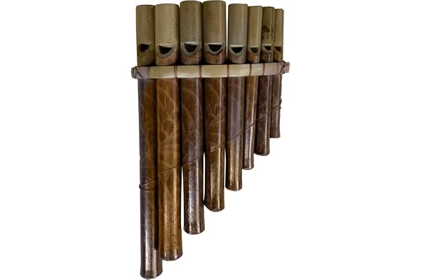 Flûte de pan en bambou marron - Flûte de pan simple incurvée (19 x 10)