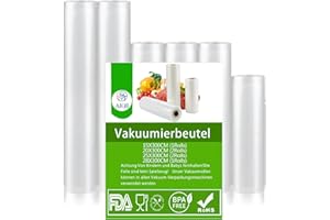 6 Vakuumierbeutel Lebensmittel Folienrollen AIQII 1 Roll 15cm x 300cm +3 Rolls 20cm x 300cm + 2 Rolls 28cm x 300cm Vakuumrollen Vakuumfolie Vakuumbeutel mit Profil Einschweißen