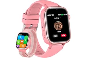 SWGOTA Reloj Inteligente Niña 4G, Smartwatch Niños GPS y Llamadas, Videollamada, IP68, SOS, Chat de Voz, Modo Escuela, Podómetro Cronómetro Despertador, Smartwatch Niña Regalo para 4-12 Años, Rosa