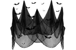 Tissu Noir Halloween Géant 215 X 500 Cm - Gaze Effrayante Pour Déco Maison Hantée, Gothique - Fête D'Halloween - Couverture Décorative