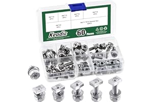 Keadic 60 Packs M6x10/12/16/18/20mm 304 Stainless Steel Battery Bolts and Nuts Assortment Set, ATV Battery Bolt Motorcycle Battery Terminal Screws with Square Nuts for Automobile Computers