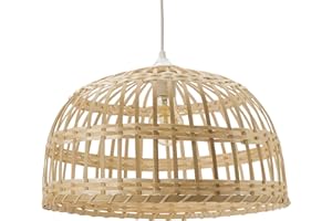 LUSSIOL Luminaire Phuket, suspension bambou, 60 W, naturel, ø 40 x H 22 cm