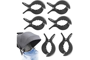 BANSUSU 6 Pcs Baby Bag Clips Stroller Pegs Portable Pram Clasps for Mommy Diaper Bag Pushchair Shopping Grocery Backpack Car Seat Clothes Ensuring Baby's Safety (Black)