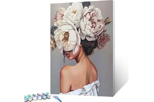 Tucocoo Måla efter nummer, motiv med kvinnohuvud av blommor, i modern stil, akryl, oljemålning-set, fin heminredning, måla ef