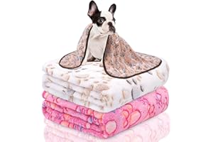 Amsixnt 3 Piezas Mascotasmanta con Estampado de Patas,Manta Suave para Mascotas,Mantas cálida para Perros y Gatos,pequeña Manta Polar para Mascotas,40 x 60 cm (S)