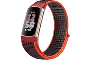 Runostrich Nylon Armband Kompatibel mit Fitbit Charge 6/Fitbit Charge 5 Armband Ersatzband Nylon Sport Loop Uhrenarmband für Fitbit Charge 6/Charge 5 Damen Herren