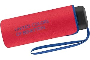 UNITED COLORS OF BENETTON Benetton - Ombrello tascabile ultra mini piatto solido, rosso, 88 cm, Compact