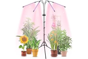 Trayvespace Indoor Plant Grow Lights - 80LED Full Spectrum with Stand, 3 Modes, 4 Heads for Seedlings & Succulents