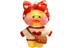 Tittaty Pato de Peluche de Juguete muñeca de Dibujos Animados Lindo suéter Sombrero Gafas(Cornamenta)