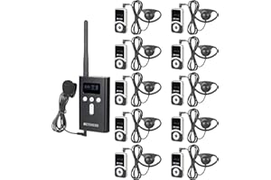 Retekess T130S Ulepszony System Przewodnika Turystycznego, System Tłumaczenia Językowego 100 m, Uniwersalny dla Lewego lub Prawego ucha, 49 Kanałów dla Turystyki, Wycieczki po Fabrykach, Konferencje