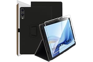 zZjoOoj Coque pour Tablette TECLAST T65/TABWEE T60 Pro/GOOGEE Tab G6 Max 13.4 Pouces,Case Protection Housse Premium en Cuir PU,Fin Étui avec Verre Trempé avec Fonction Support,Noir