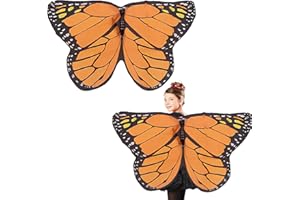 WUERKIYA Disfraz de mariposa Mujer Capa de mariposa Alas Disfraz de hada Niño Mujer Disfraces de carnaval Alas de mariposa para disfraces Halloween Mardi Gras Cosplay Fiesta Navidad 145 * 70 cm -Naranja