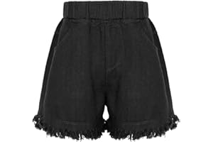 Aiihoo Mädchen Sommer Shorts Kurze Zerrissene Jeanshose Hotpants Stretch Freizeithose Casual Kindershorts Streetwear