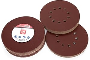 Woltersberger® 25 Stück Schleifscheiben Ø 225mm | Körnung P220 | 10 Loch in rot | Schleifpapier Trockenbauschleifer Langhalsschleifer Schleifgiraffe Deckenschleifer
