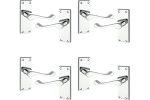 ALLEN & ALVAN Scroll Lever Latch, Internal Door Handle, Polished Chrome Scroll Handle, Premium Aluminium & Zinc Pressure Die Cast, 4.6 Inches, 4 Packs