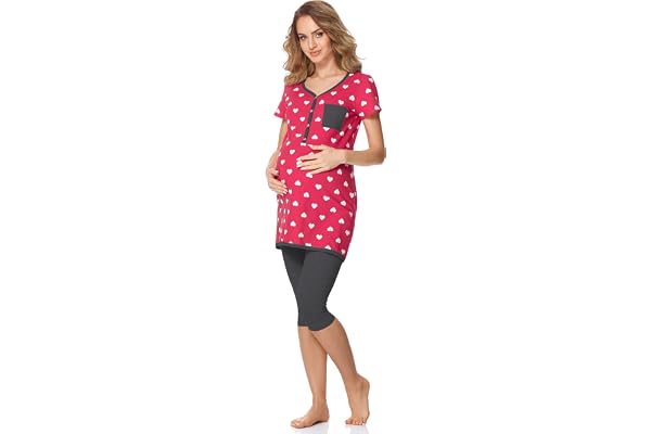 Bellivalini Pyjama Grossesse Ensemble Haut et Leggings Allaitement Maternité Femme BLV50-126