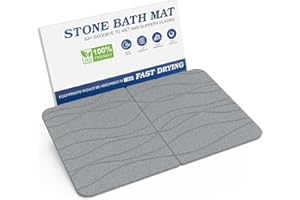 ‎HASSOKON HassoKon Steinmatte Badezimmer, Stein Badematte Schnell Trocknende rutschfeste Badematte,Duschteppich Kieselgur Badematte Badewannen und Badezimmerboden