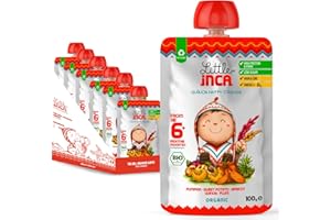 Little Inca Organic Baby Food Pouches The Happy Orange (6x100g) | Quinoa-based Dairy-Free Baby Pouches | 6 Months+ | Recyclable Plant-Based Veg & Fruit Pouches | Supports Gut/Cognitive Health