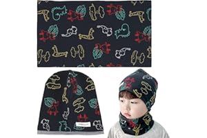 AUGESAK Conjunto Gorro y Bufanda para Niños, Bebé Gorro Bufanda 95% Algodón, Bufanda de Tubo Gorro de Invierno, Gorro y Bufanda 2 a 8 Años para Otoño Invierno Primavera