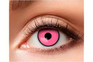 BOLAND Lentilles De Couleur Rose Contour Noire I Contact Sans Correction I Halloween Déguisement Femme Fatale I 1 Paire