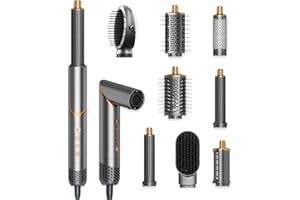 DRYHSIP 8 in 1 Hair Dryer Brush Set Air Hair Styler Curling Negative Ionic Foldable Hot Air Hair Dryer Brush, Hair Styling Tool for Curling Waves Straightening Volume Blowout Styles