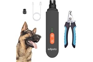 Edipets, Elektryczna pilnik do paznokci dla psa kota + obcinacz do paznokci, profesjonalny zestaw, cięcie paznokci kocięta, dla zwierząt domowych Psy koty małe, średnie lub duże (czarne)