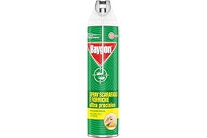 Baygon Spray con Cannuccia Extra Precision, Efficace contro Scarafaggi e Formiche, Protezione Continua fino a 4 Settimane, 1 Confezione da 400 ml