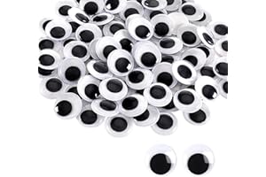 ASFWAGQ Selbstklebende Wackelaugen 100 Stück 20mm Schwarz Wackelaugen Selbstklebend Groß Schwarz Weiße Augen Kunststoff Kulleraugen Selbstklebend für DIY Handwerk Dekoration Scrapbooking (20mm)