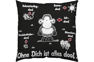 Sheepworld Kissen Ohne Dich ist Alles doof | Zierkissen, Baumwolle, 40 cm x 40 cm, schwarz | Kissen mit Spruch, Geschenk Liebe, Valentinstag | 40158