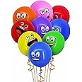 MONKEYTAIL Rubber Smiley/Emoji Printed Balloons - Set Of 30 | 12 Inch Balloons | Multi-Colour - Ideal For Birthday Parties, Indoor And Outdoor Events And Celebrations