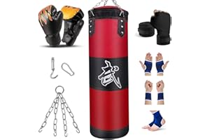 Prorobust Schwerer Boxsack für Erwachsene Jugendliche Kinder mit Indoor/Garten Boxsack Ungefüllter Boxsack Set mit Boxhandschuhen, Wraps, Kette, Deckenhaken für MMA, Kickboxen, Muay Thai, Karate, Taekwondo
