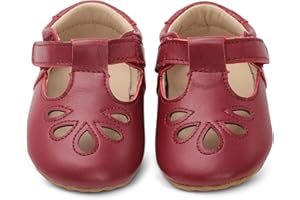 DOTTY FISH Scarpe Primi Passi in Pelle Alta qualità per Bambini. Scarpine T-Bar Ragazze. Antiscivolo. (EU 18.5 - EU 24)