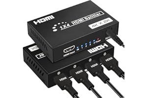 DGODRT 4K HDMI Splitter 1 In 4 Out, Audio Video HDMI Verteiler mit Netzteil Gleichzeitig 4 Monitore, 30M Lang Stabile Übertragung