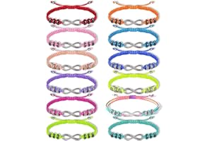 Tacobear 12 Piezas Pulsera Infinito Mujeres Niñas Pulsera Amistad de Cuerda Trenzada Hecho a Mano Joyas Niña Regalo de Cumpleaños de Fiesta para Niños Adultos