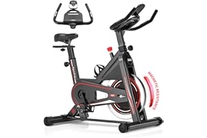 DMASUN Indoor Exercise Bikes for Home Gym Use with LCD Display, Spin Bike with Ipad Holder & Comfortable Seat Cushion, Super Quiet Fitness Bike for Home Cardio Workout with Heart Rate Sensor