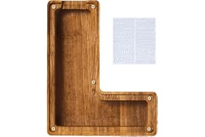 GOXAEEE Personalisierte Spardose Buchstabe Holz, 23 cm Alphabet Sparbüchse Groß Kreative Piggy Bank mit DIY Aufkleber, Weihnachts und Geburtstagsgeschenk für Kinder (L)