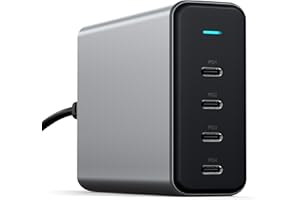 ‎SATECHI SATECHI 4-Portowa Ładowarka PD GaN 165W USB-C – Dla MacBook Pro/Air M2/M1, iPad Pro/Air M2/ M1, iPhone 16/16 Pro, 15 Pro Max/15 Pro/15/15 Plus (EU)