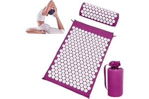 LAM-LORD Acupressure Mat, 3pcs Yoga Acupressure Mat and Pillow Massage Set with Carry Bag for Full Body Acupuncture, Massage, Pain Relief & Stress Reduction(Dark Purple)