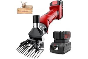 Dragro Cordless Electric Professional Sheep Shears, Sheep Clippers with 2 PCS Rechargeable Lithium Battery, 6 Speeds Heavy Duty Animal Grooming Clippers for Sheep Alpacas Goats…